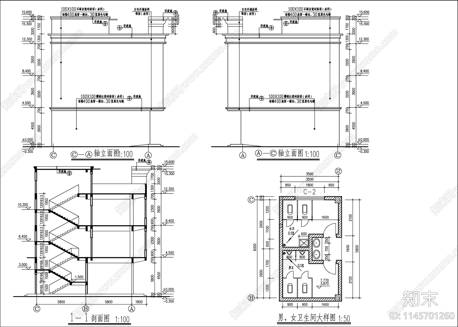 3层包装厂房建筑cad施工图下载【ID:1145701260】