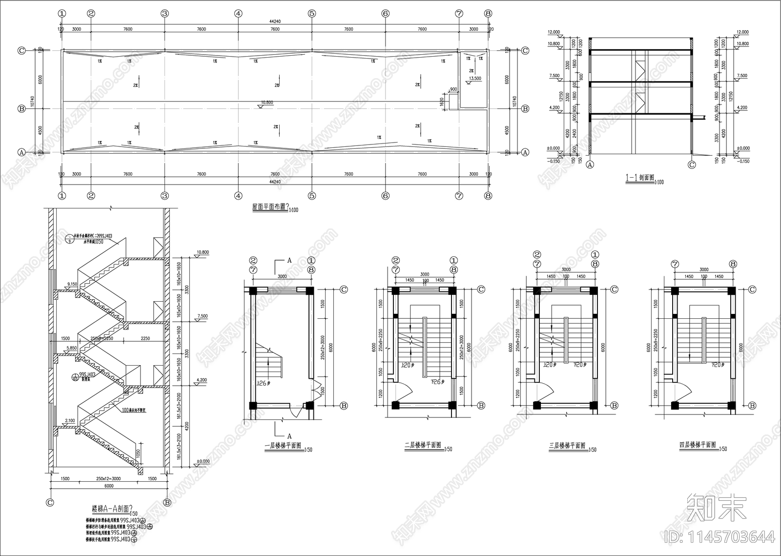 4层瑞泰车间建筑cad施工图下载【ID:1145703644】