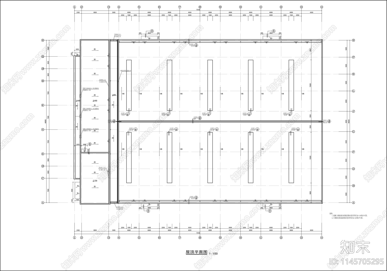 3层局部5层厂房建筑cad施工图下载【ID:1145705295】