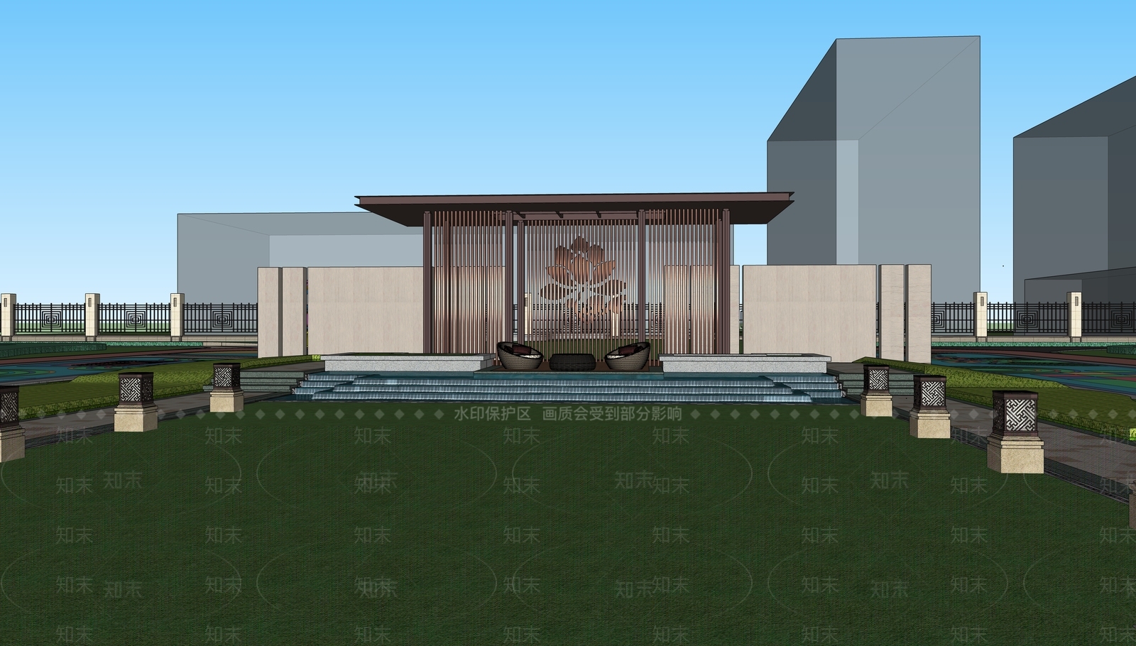 现代居住区景观SU模型下载【ID:1145716001】