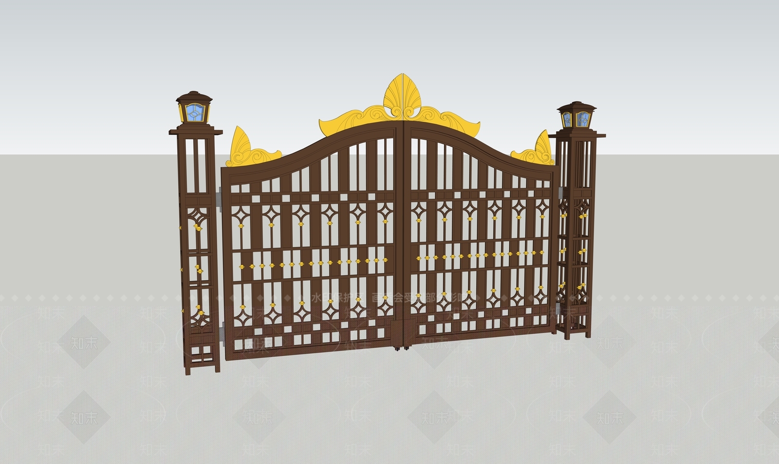 欧式庭院铁艺大门SU模型下载【ID:1145717061】