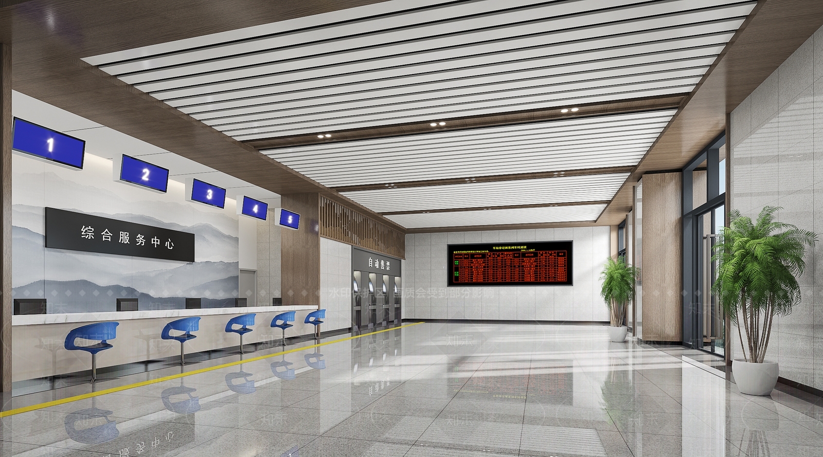 现代火车站售票厅3D模型下载【ID:1145718211】