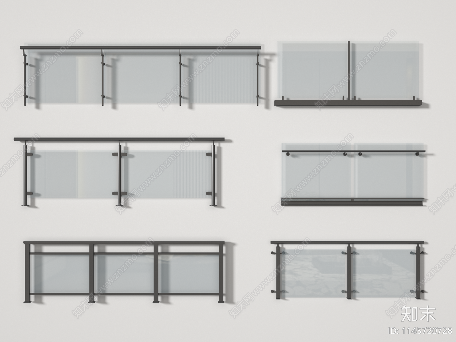 现代玻璃栏杆3D模型下载【ID:1145720728】