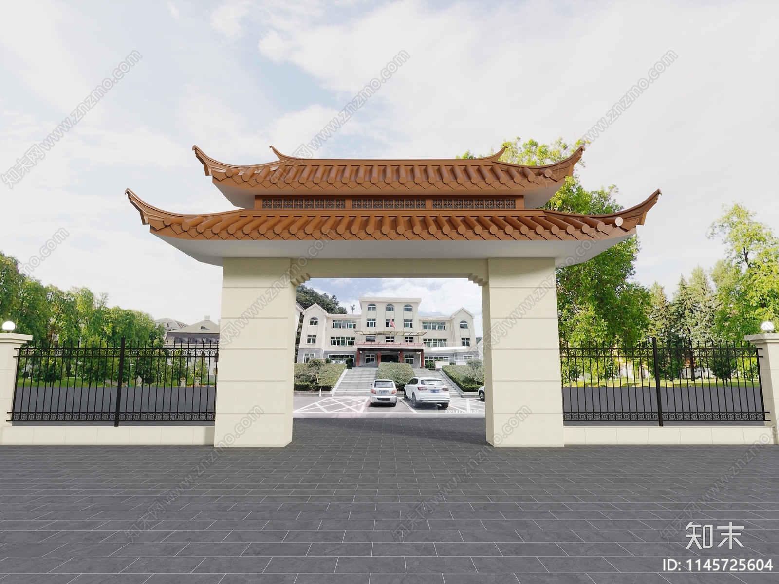 中式入口大门3D模型下载【ID:1145725604】