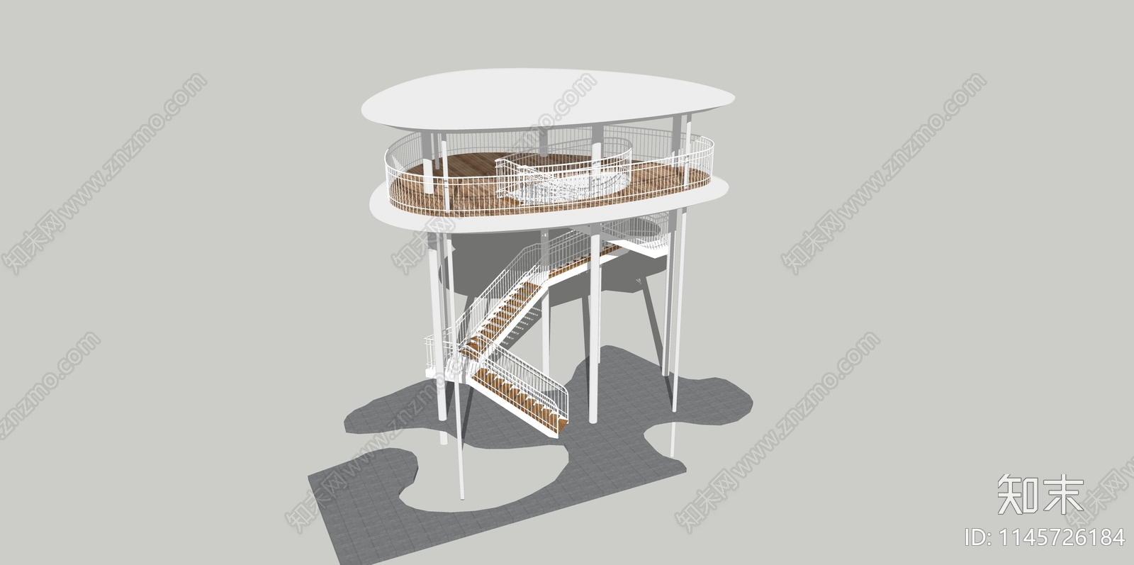 现代公园观景塔楼SU模型下载【ID:1145726184】