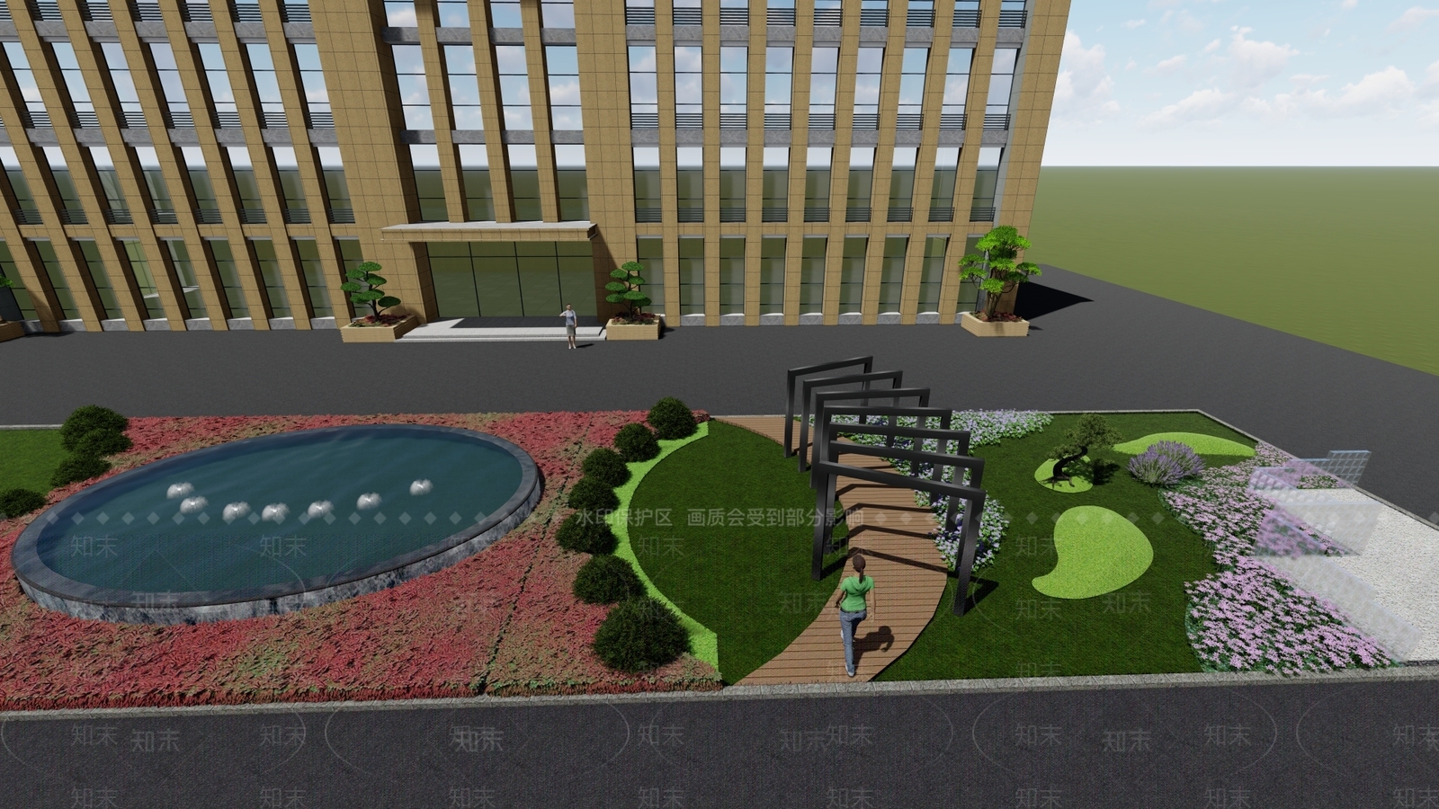 现代办公景观SU模型下载【ID:1145728470】