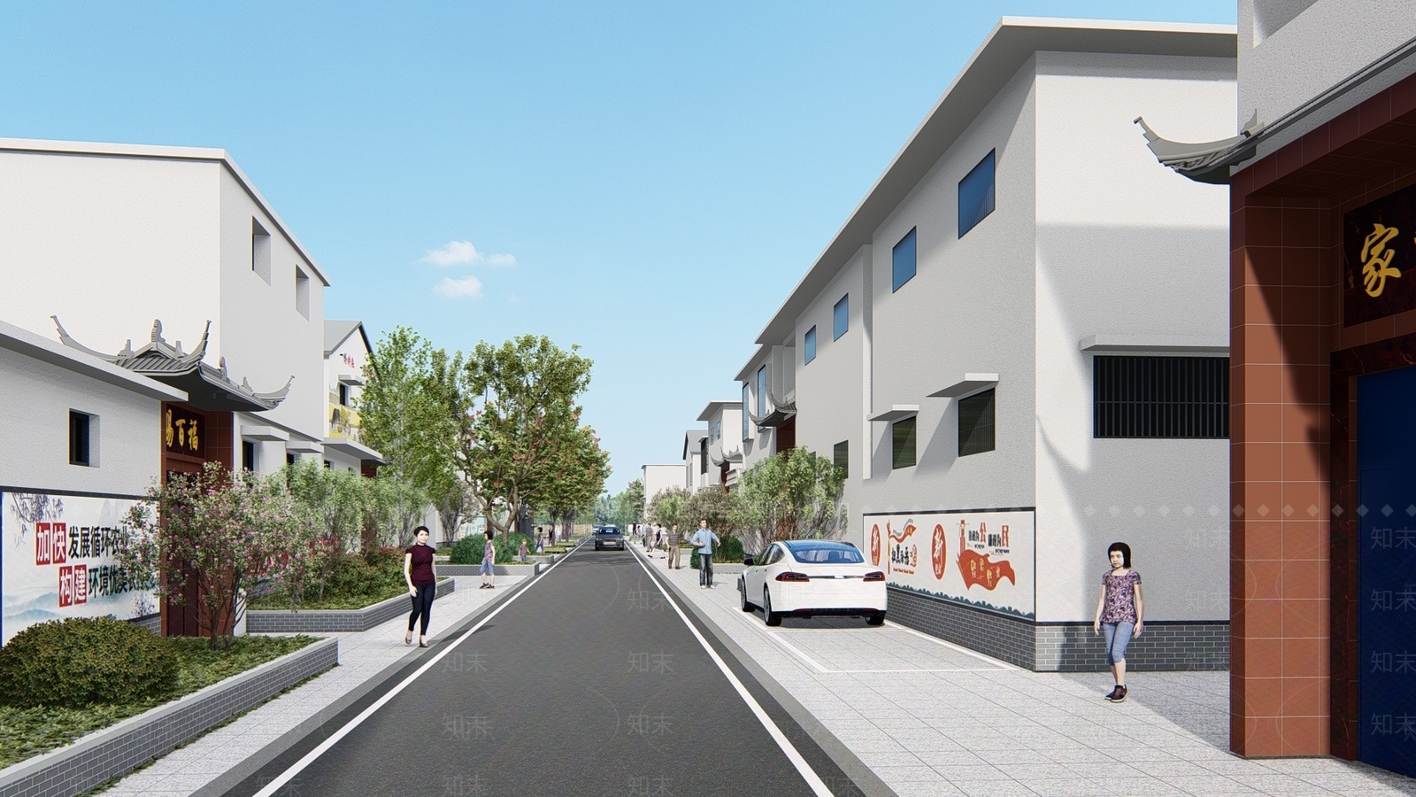 现代乡村街道SU模型下载【ID:1145728709】