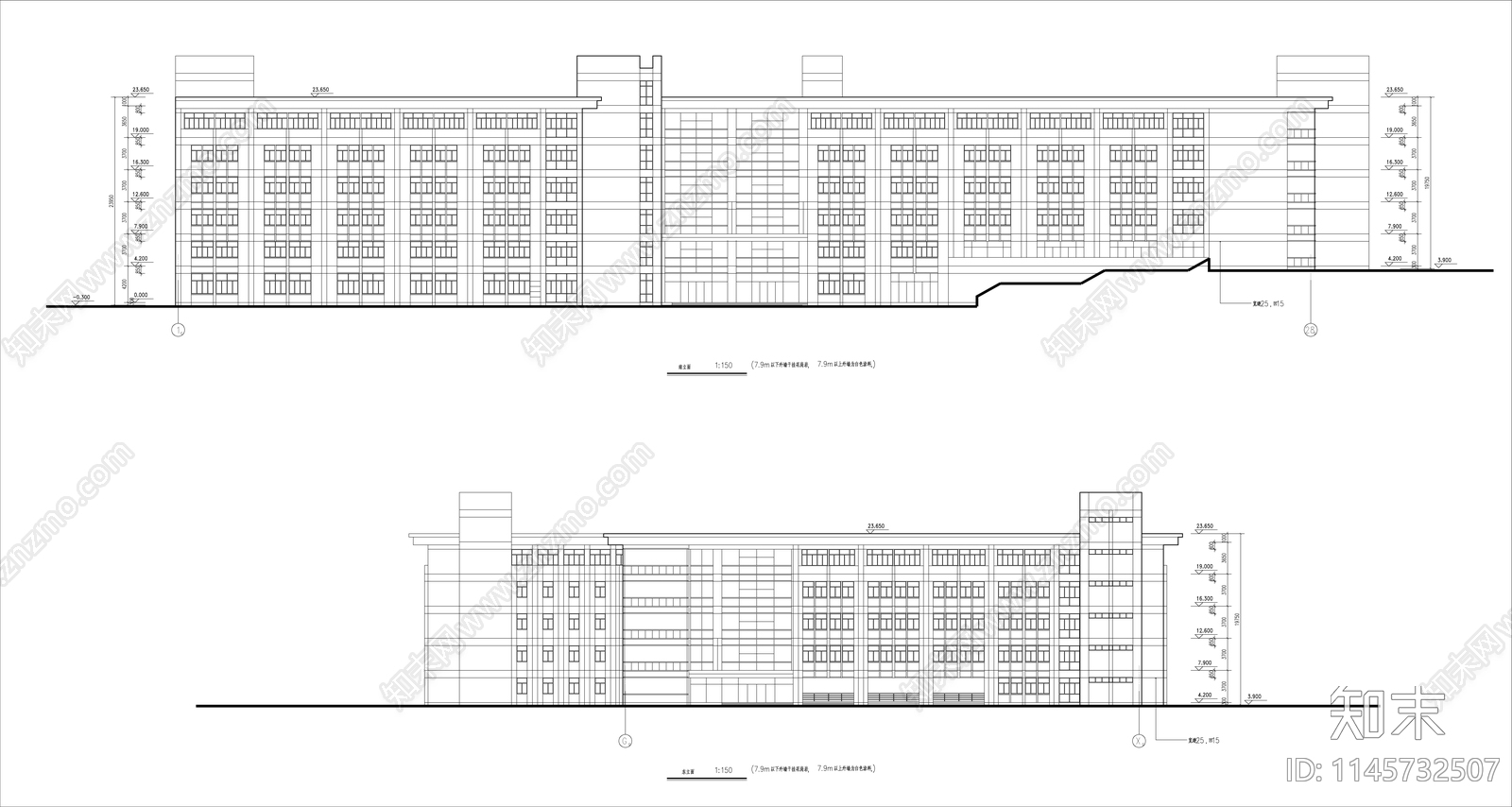 大学教学楼建筑施cad施工图下载【ID:1145732507】