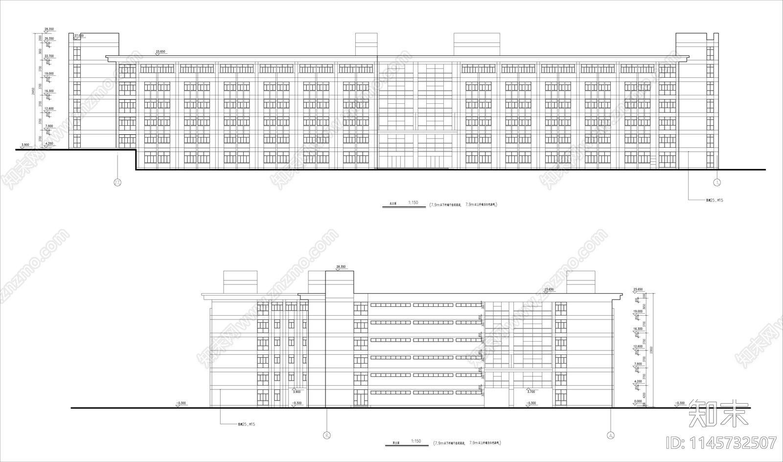 大学教学楼建筑施cad施工图下载【ID:1145732507】