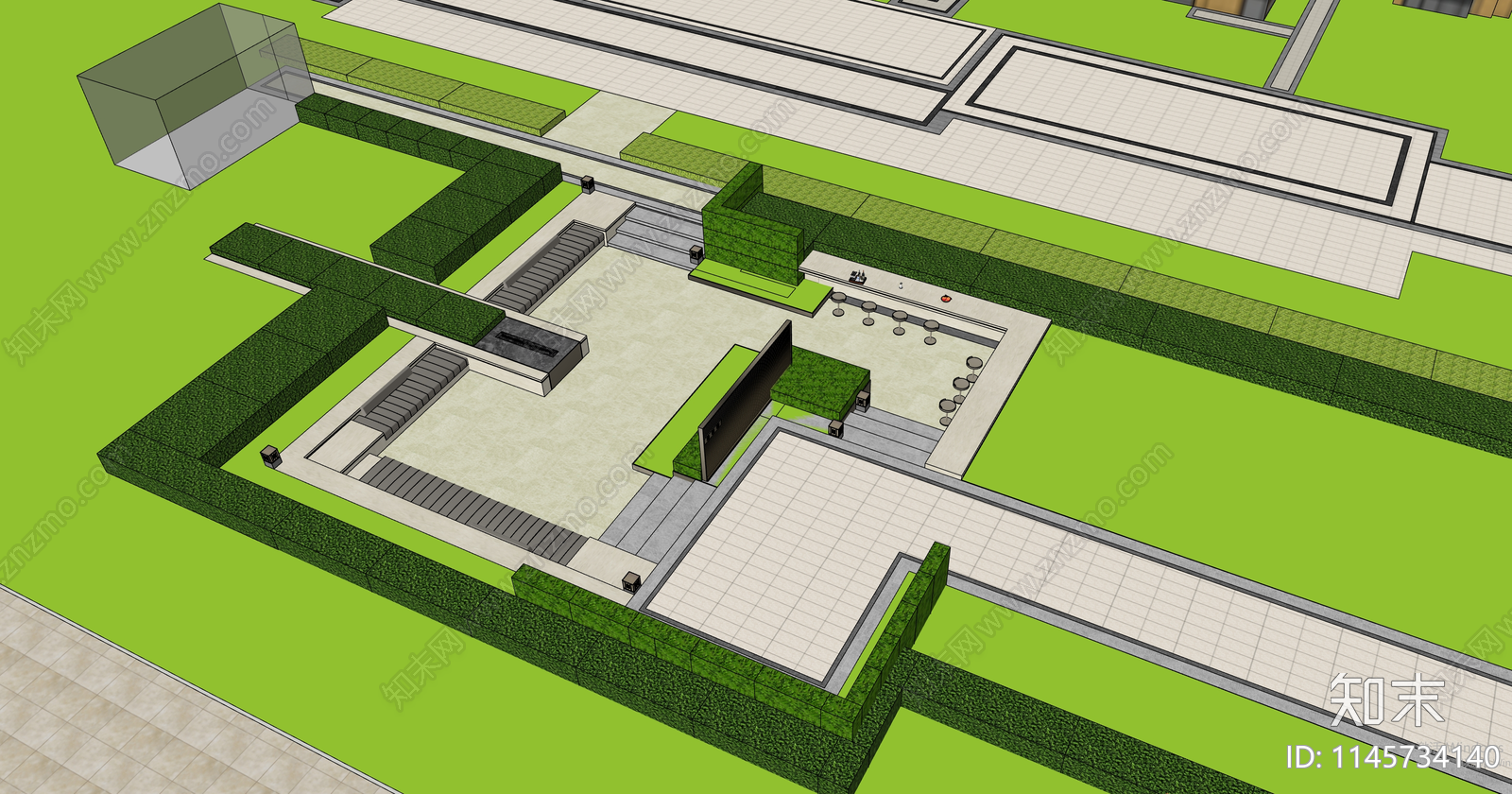 现代小区景观SU模型下载【ID:1145734140】