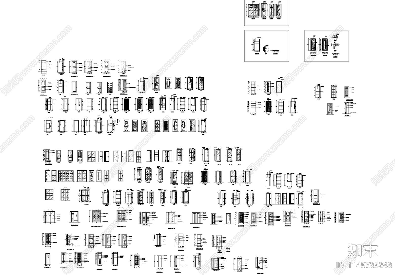 室内单开门立面图块图库cad施工图下载【ID:1145735248】