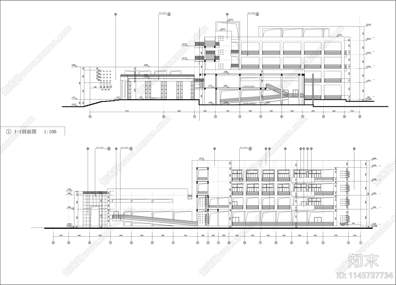 学校综合楼建筑图cad施工图下载【ID:1145737734】