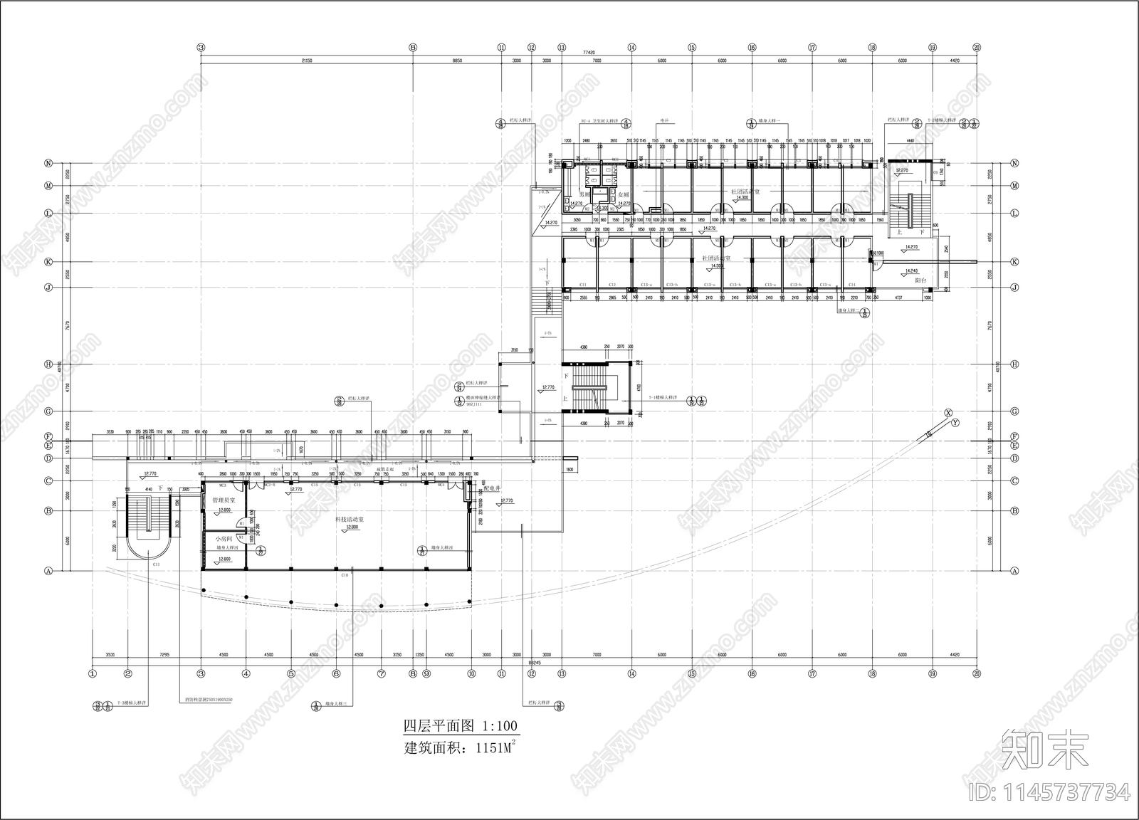 学校综合楼建筑图cad施工图下载【ID:1145737734】