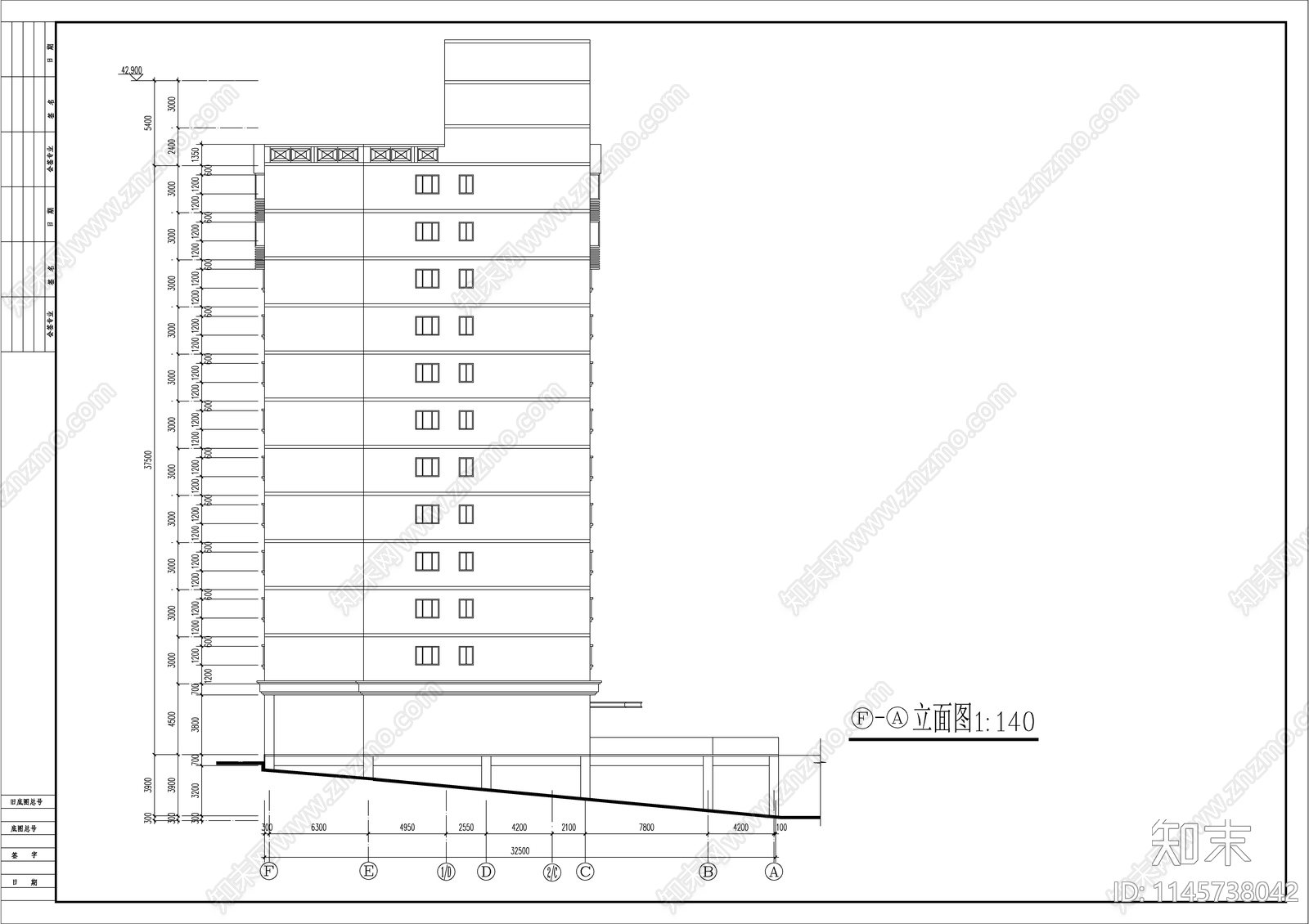 12层的学生宿舍建筑图cad施工图下载【ID:1145738042】