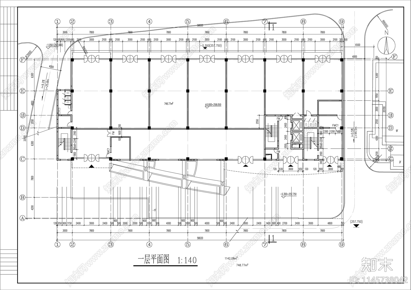 12层的学生宿舍建筑图cad施工图下载【ID:1145738042】