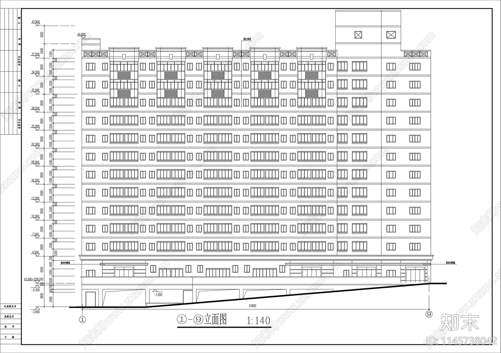 12层的学生宿舍建筑图cad施工图下载【ID:1145738042】