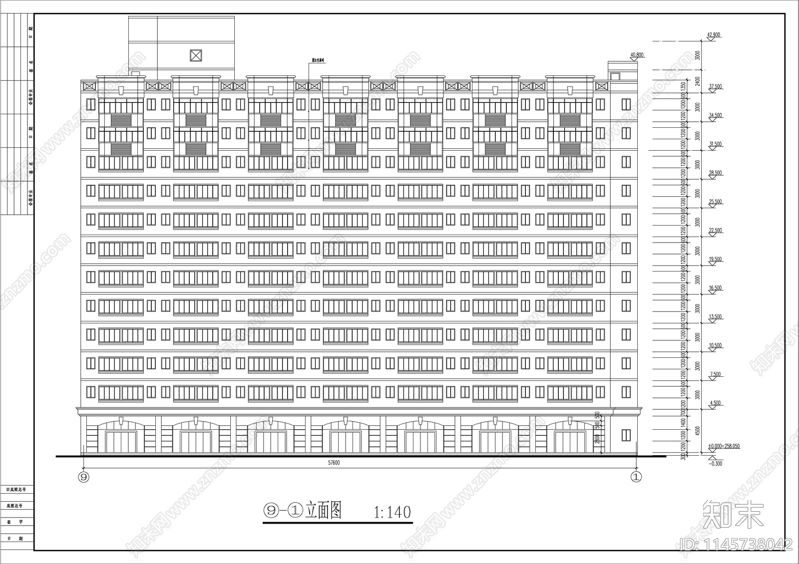 12层的学生宿舍建筑图cad施工图下载【ID:1145738042】