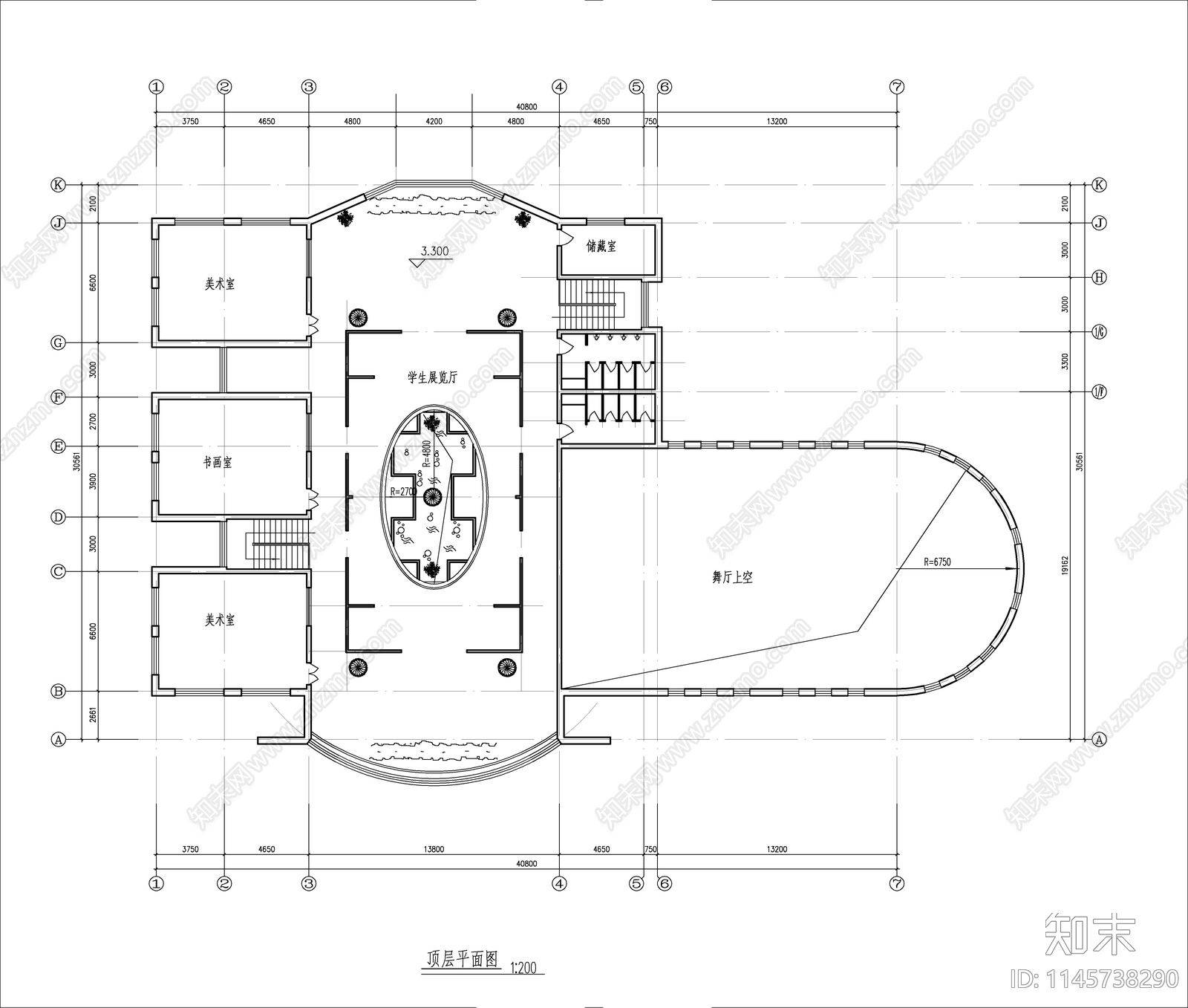 大学生活动中心平面cad施工图下载【ID:1145738290】