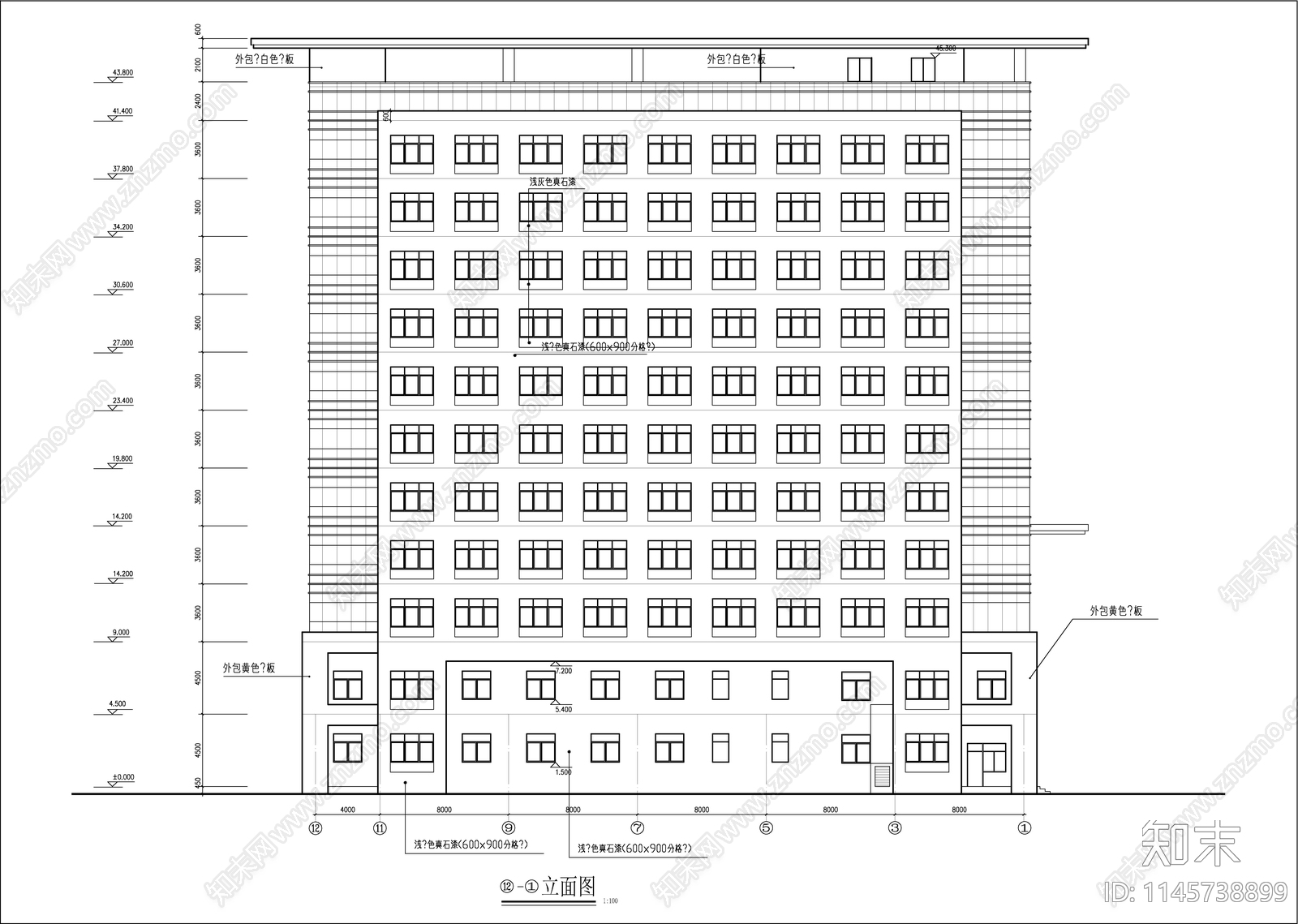 党校学员公寓建筑cad施工图下载【ID:1145738899】