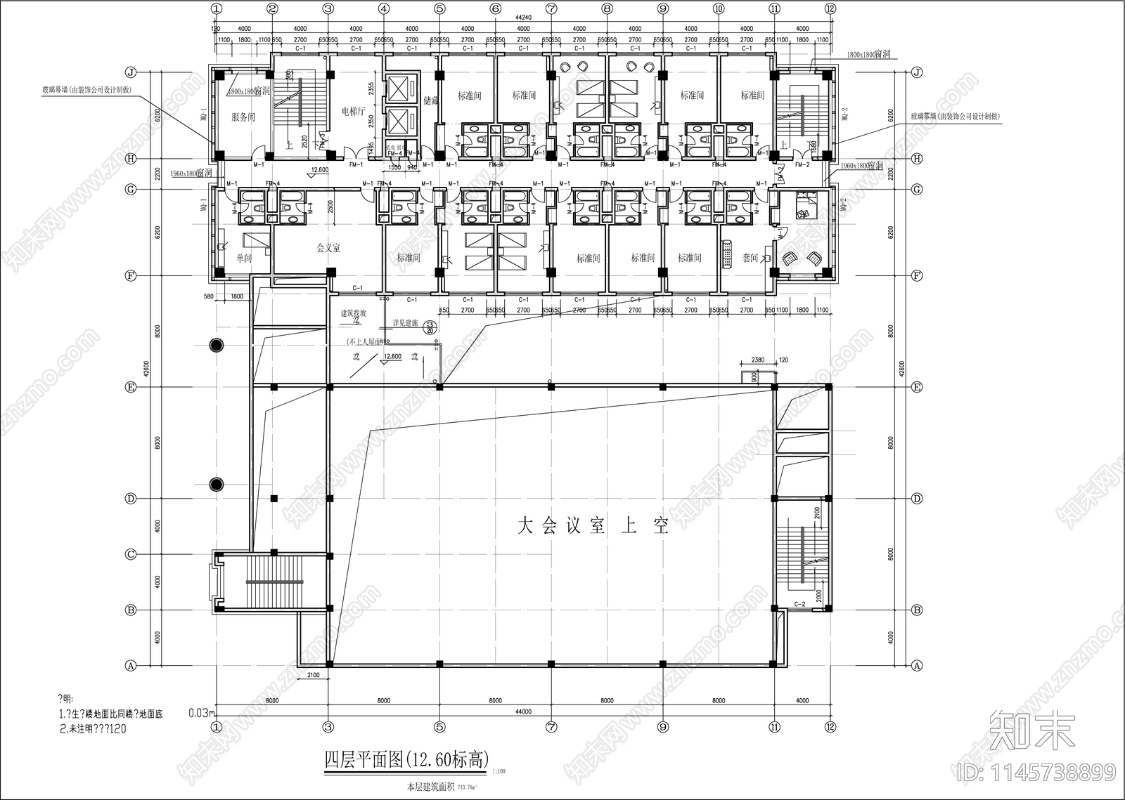党校学员公寓建筑cad施工图下载【ID:1145738899】