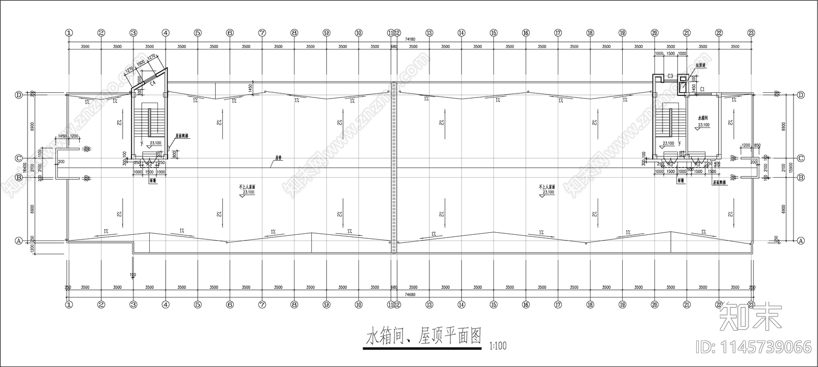 大学学生公寓建筑cad施工图下载【ID:1145739066】