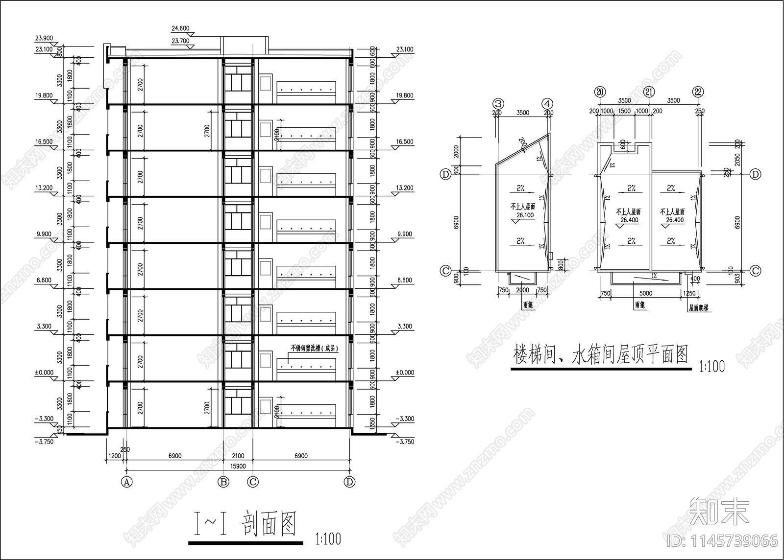 大学学生公寓建筑cad施工图下载【ID:1145739066】