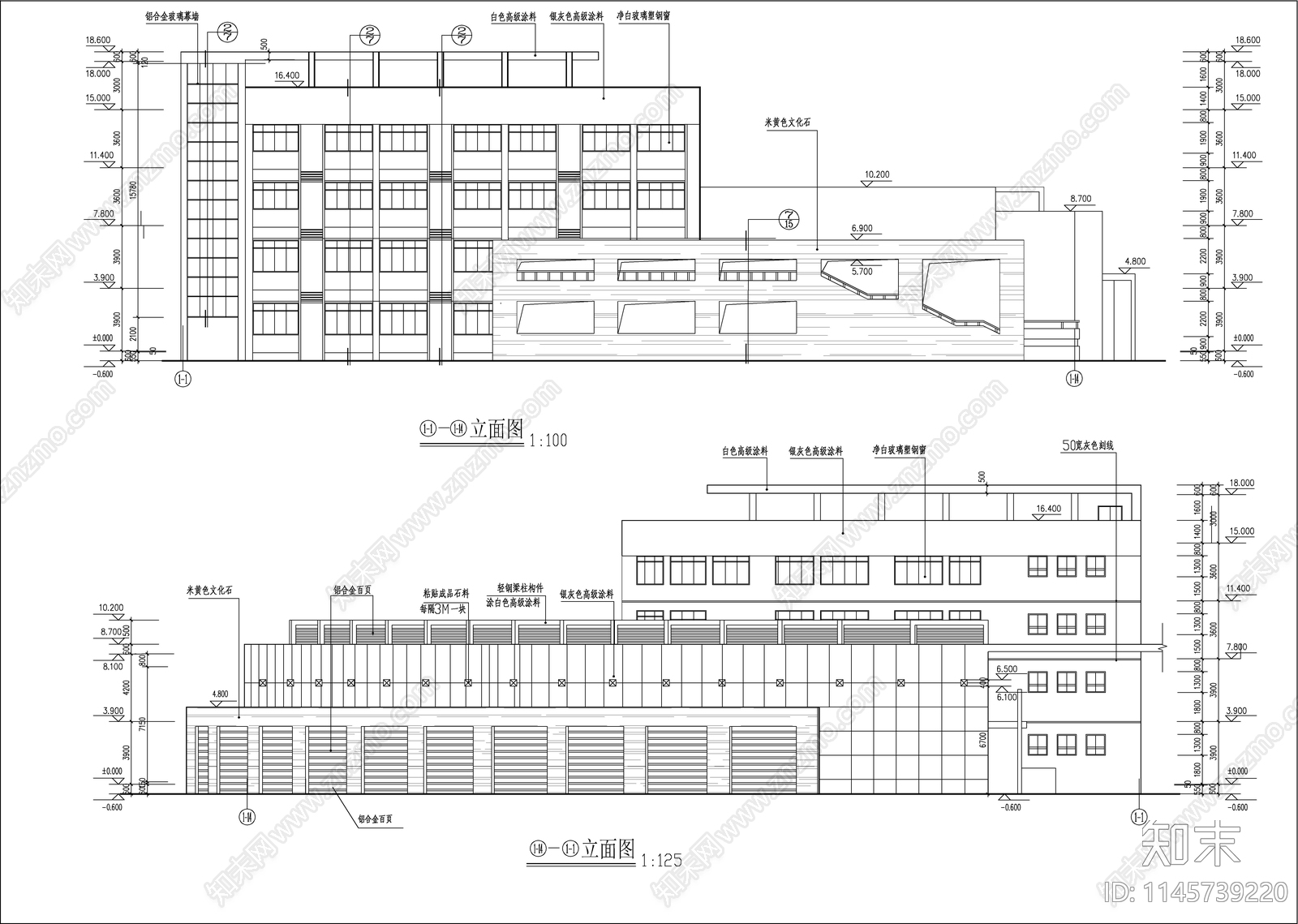 高校行政楼建筑cad施工图下载【ID:1145739220】