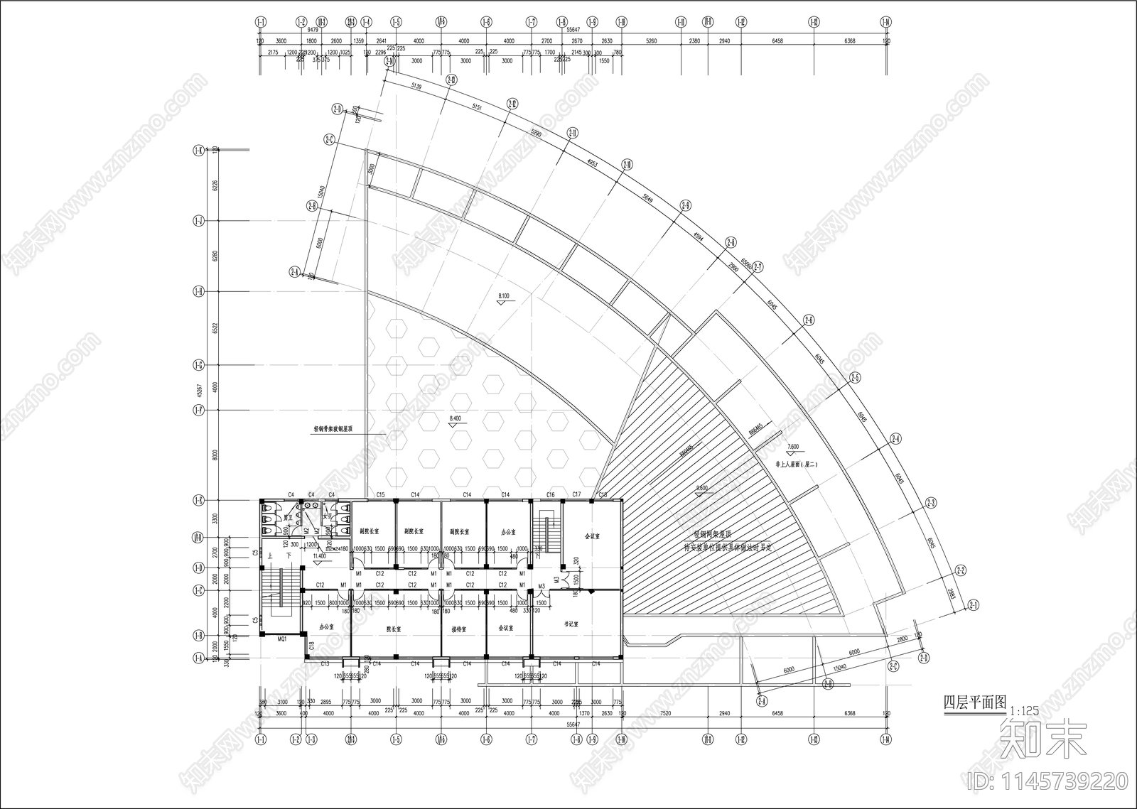 高校行政楼建筑cad施工图下载【ID:1145739220】