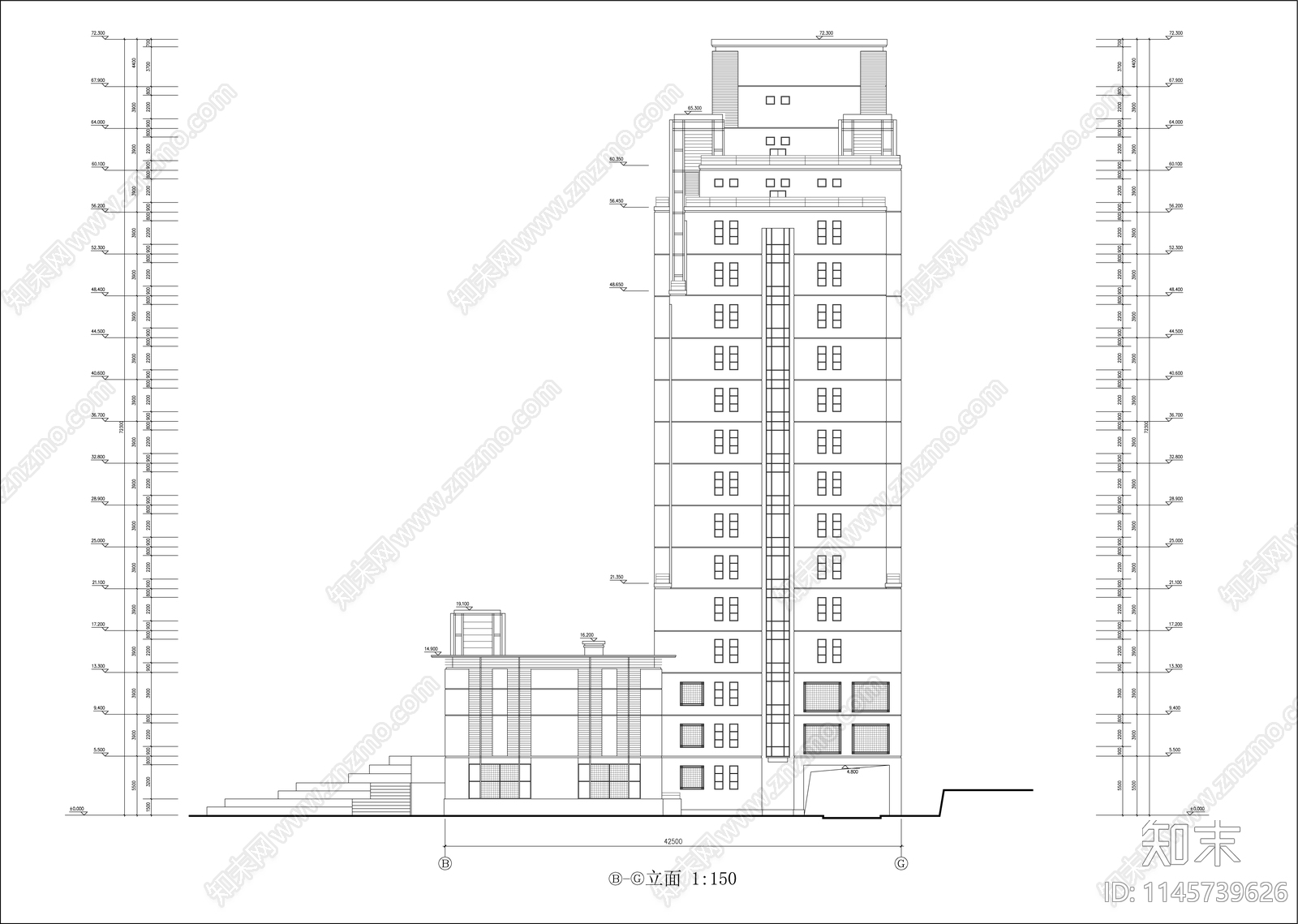 大学技术科学楼建筑cad施工图下载【ID:1145739626】