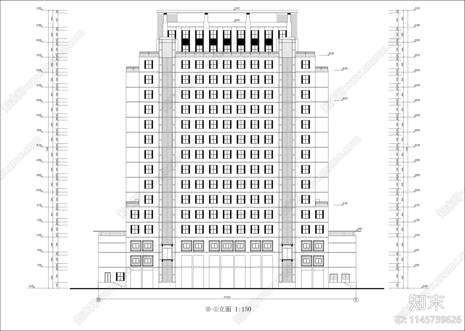 大学技术科学楼建筑cad施工图下载【ID:1145739626】