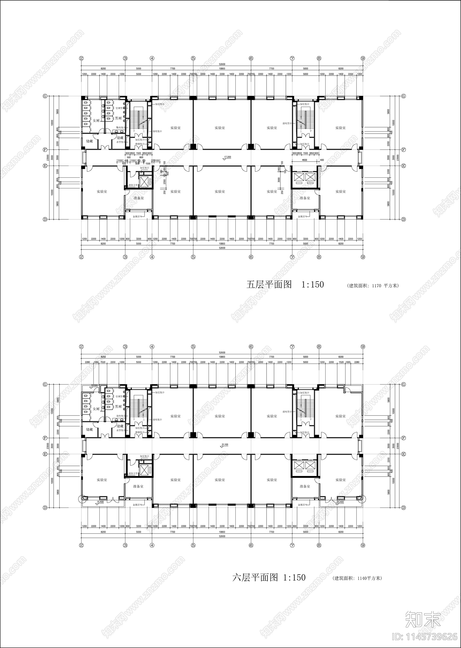 大学技术科学楼建筑cad施工图下载【ID:1145739626】