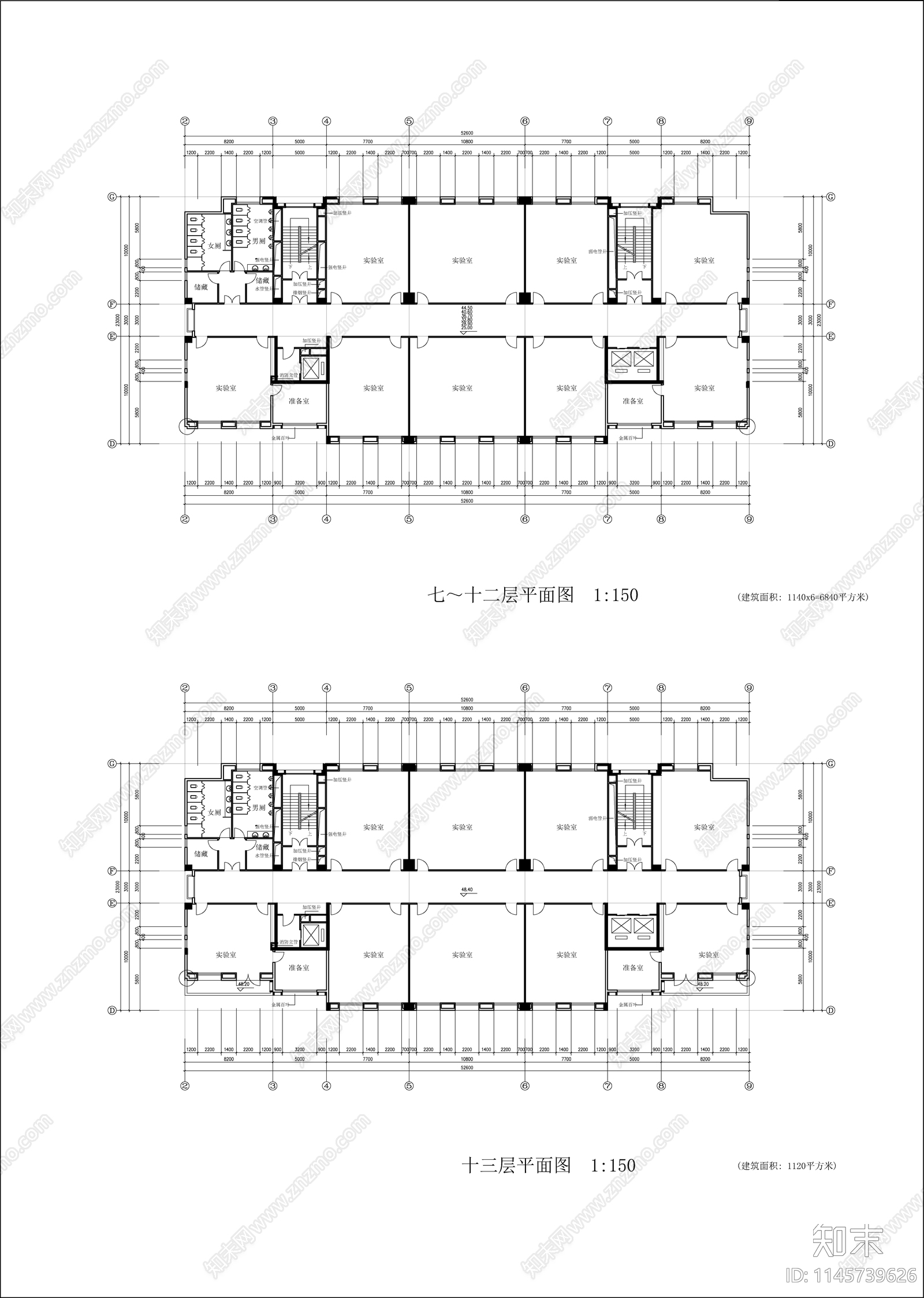 大学技术科学楼建筑cad施工图下载【ID:1145739626】