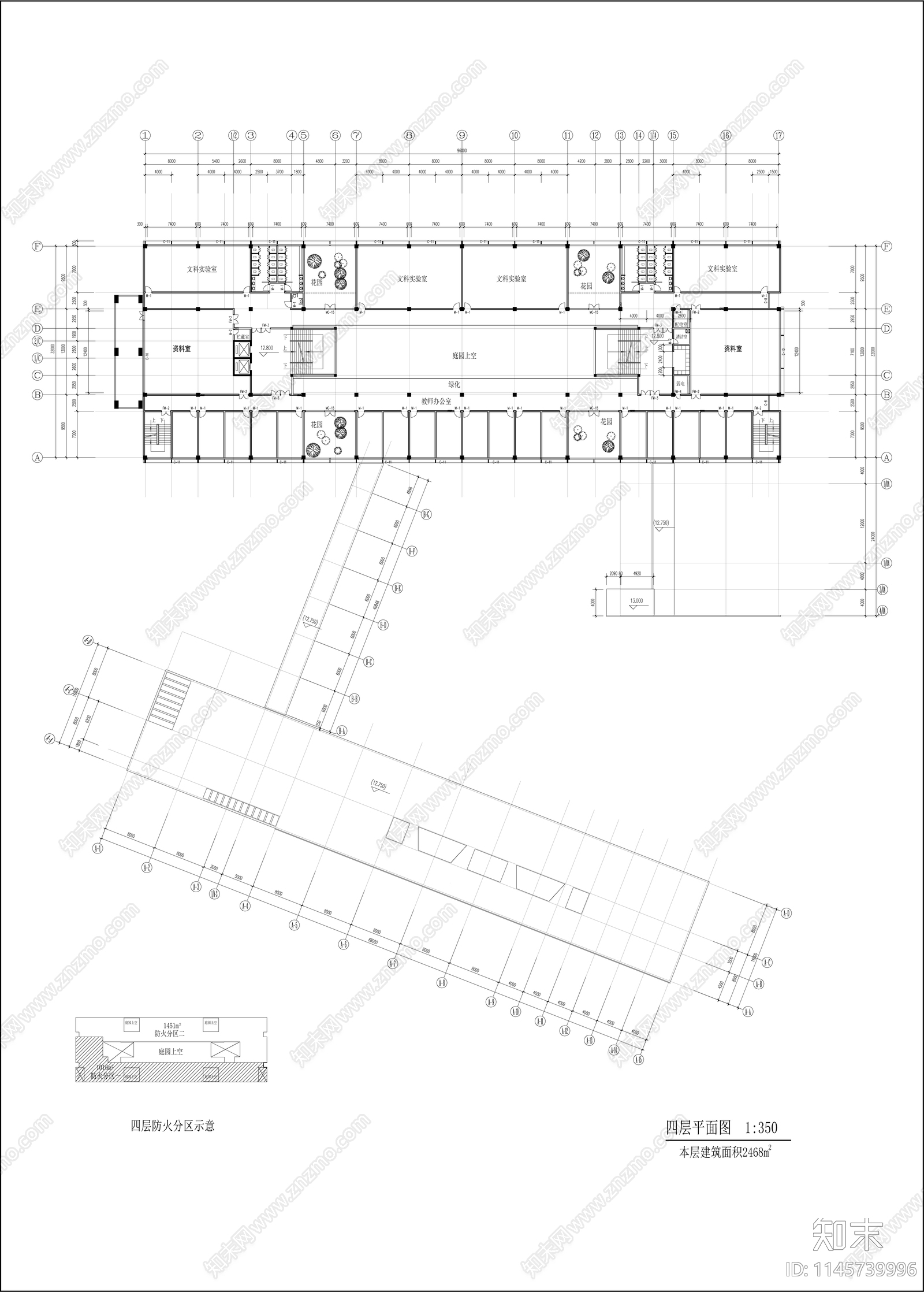 农业大学人文馆社科楼建筑cad施工图下载【ID:1145739996】