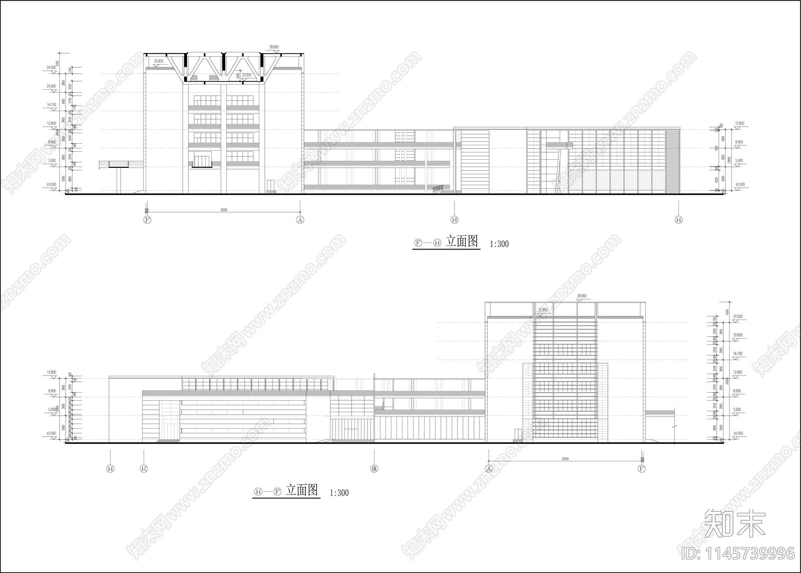 农业大学人文馆社科楼建筑cad施工图下载【ID:1145739996】