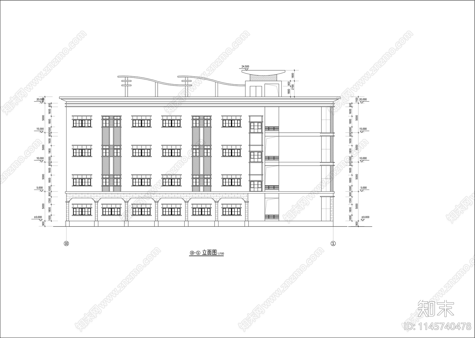 学校教学楼建筑cad施工图下载【ID:1145740478】