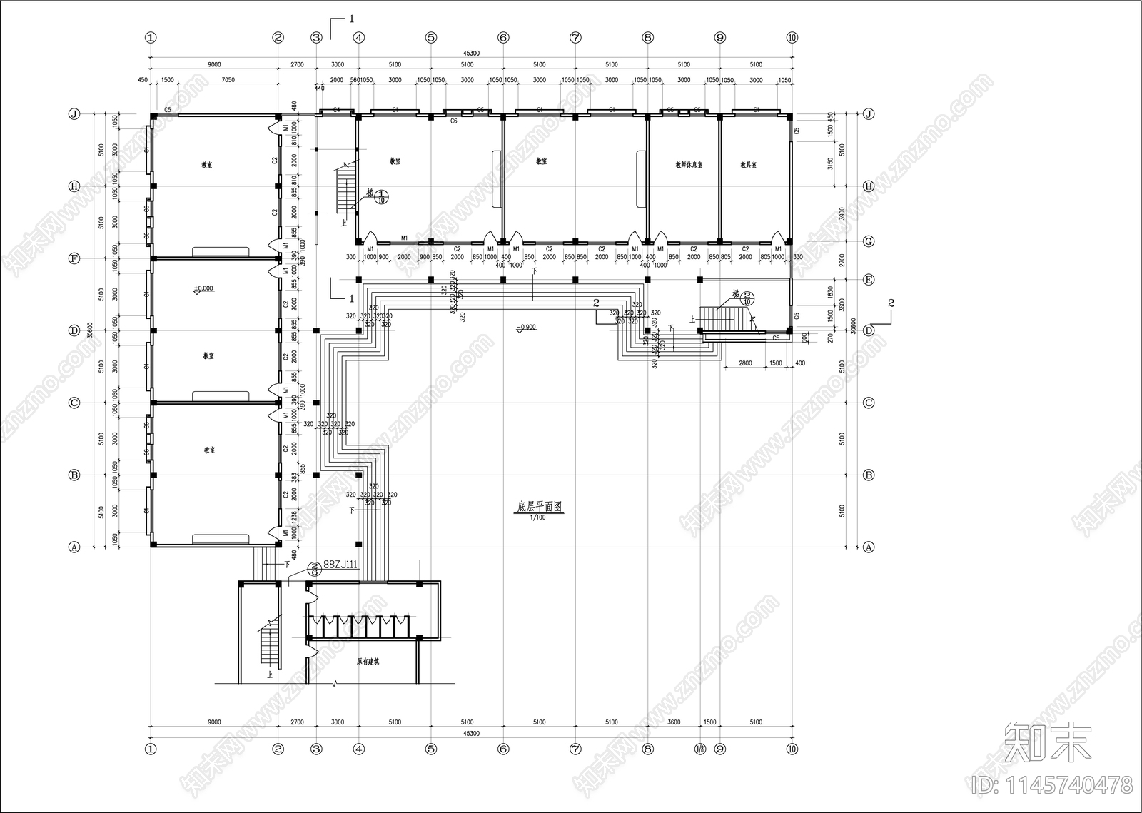 学校教学楼建筑cad施工图下载【ID:1145740478】