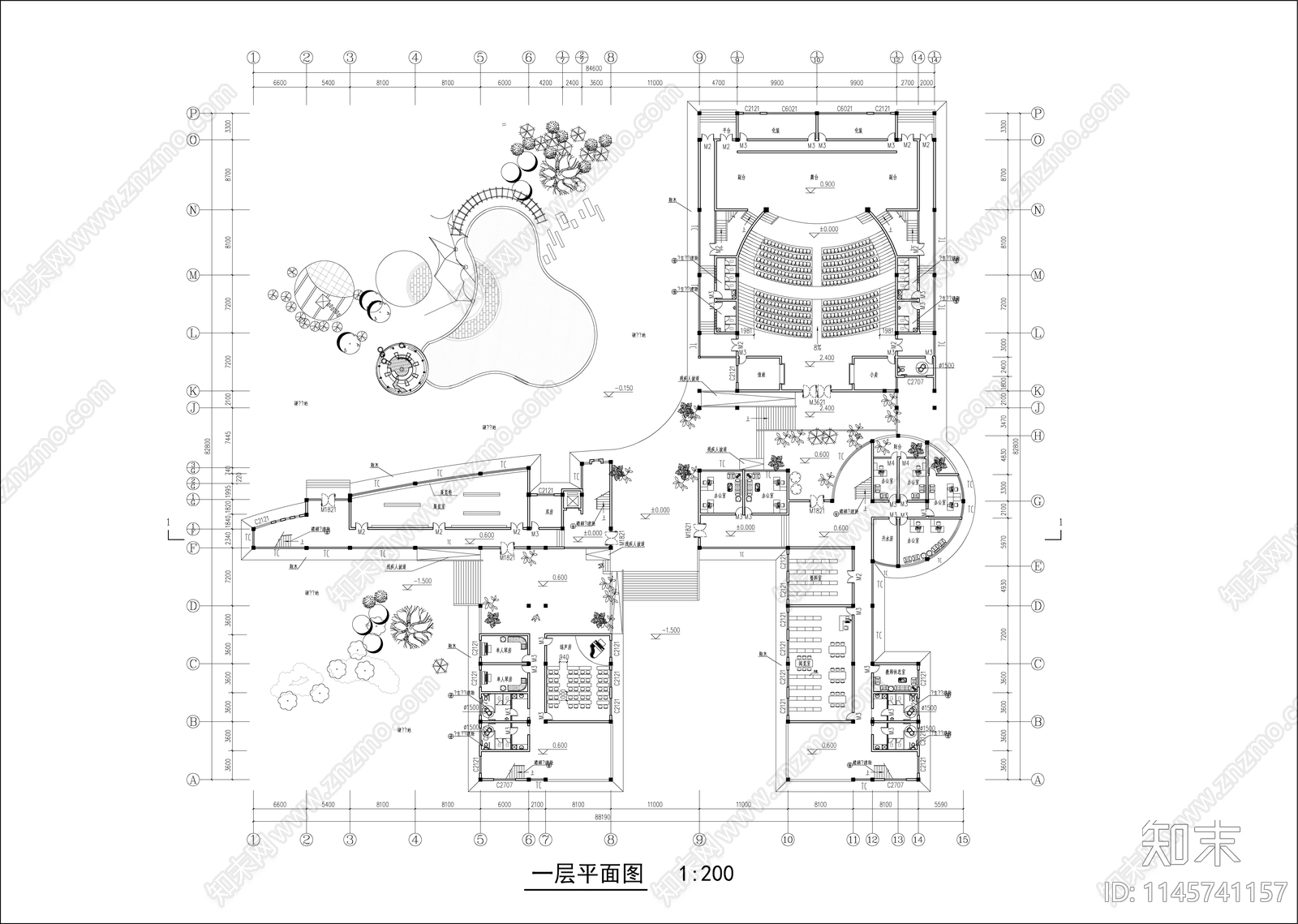 某高校艺术中心设计平面施工图下载【ID:1145741157】