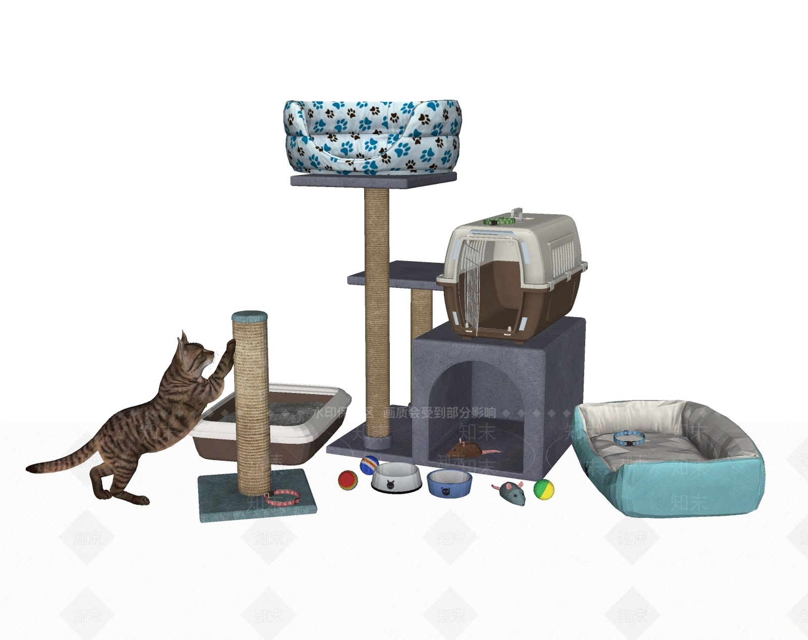 现代猫爬架SU模型下载【ID:1145742186】