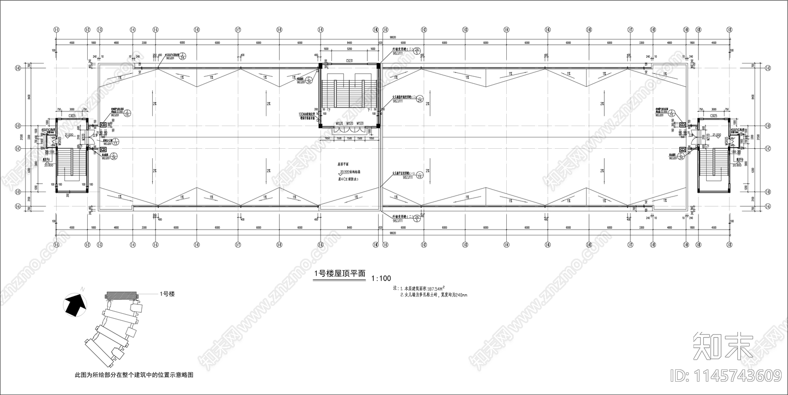 技术学院教学楼建筑cad施工图下载【ID:1145743609】