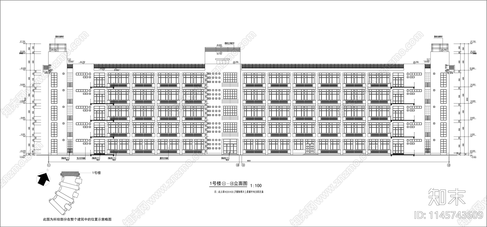 技术学院教学楼建筑cad施工图下载【ID:1145743609】