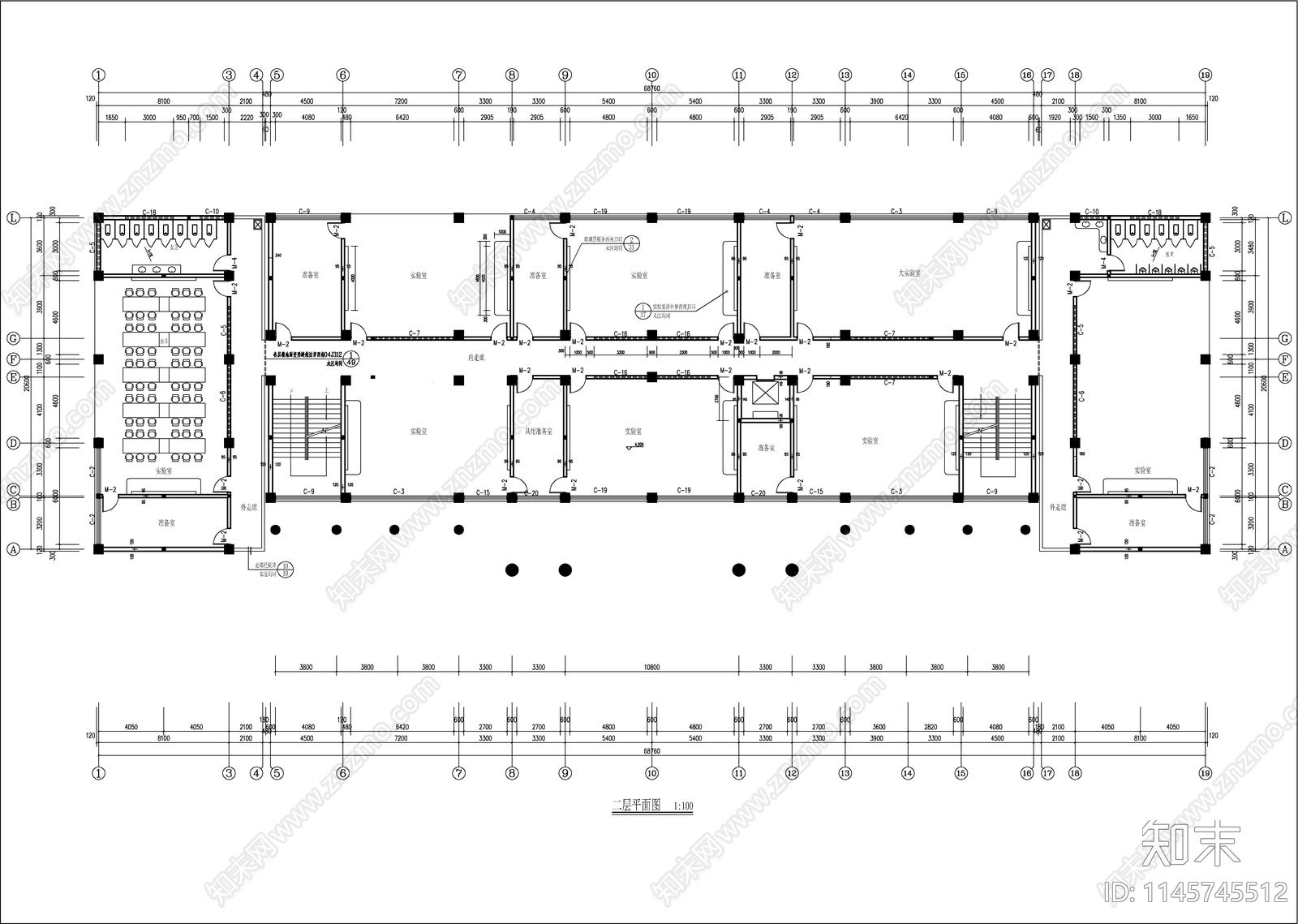 卫生学校实验楼建筑cad施工图下载【ID:1145745512】