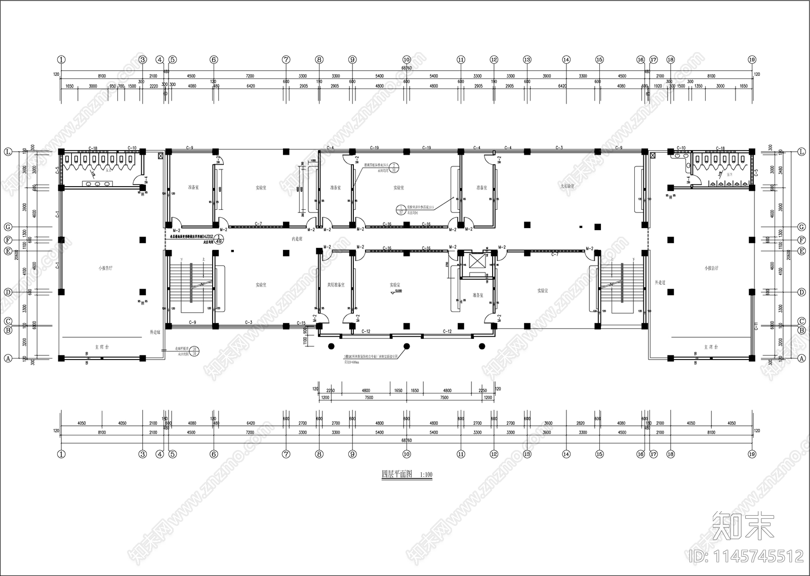 卫生学校实验楼建筑cad施工图下载【ID:1145745512】