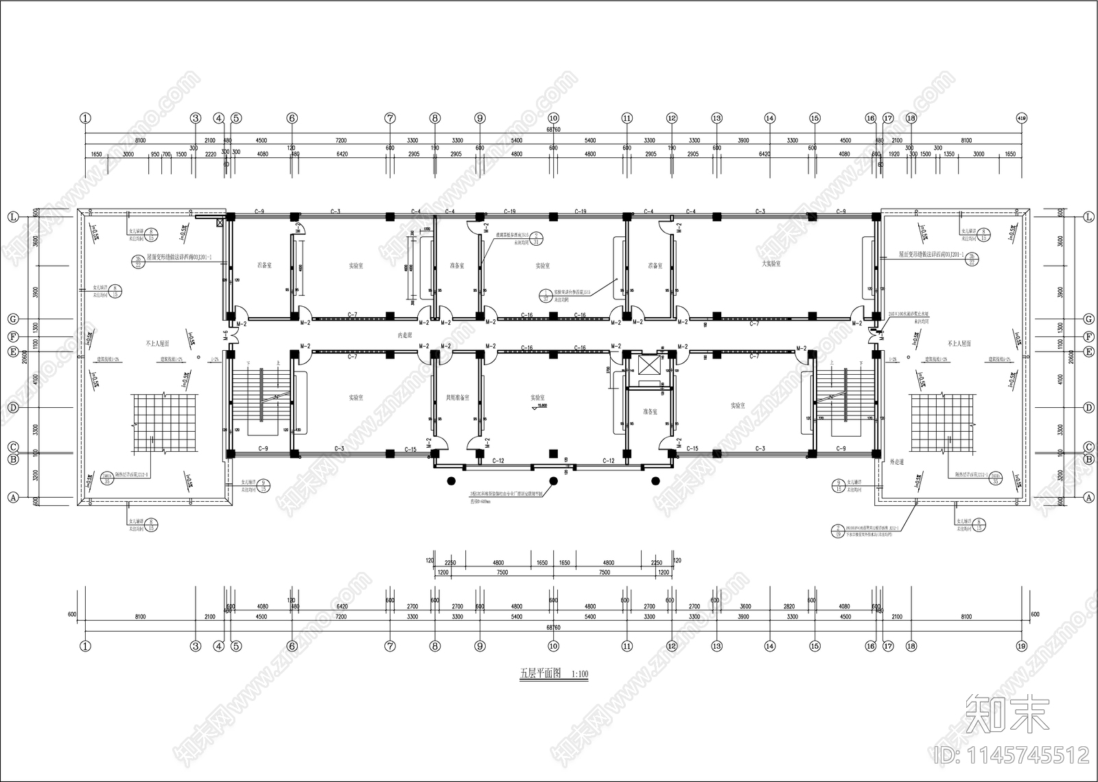 卫生学校实验楼建筑cad施工图下载【ID:1145745512】