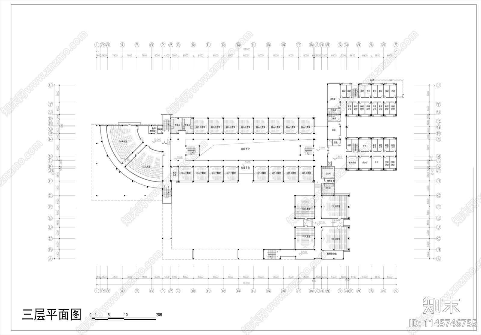 学校教学楼建筑图cad施工图下载【ID:1145746755】