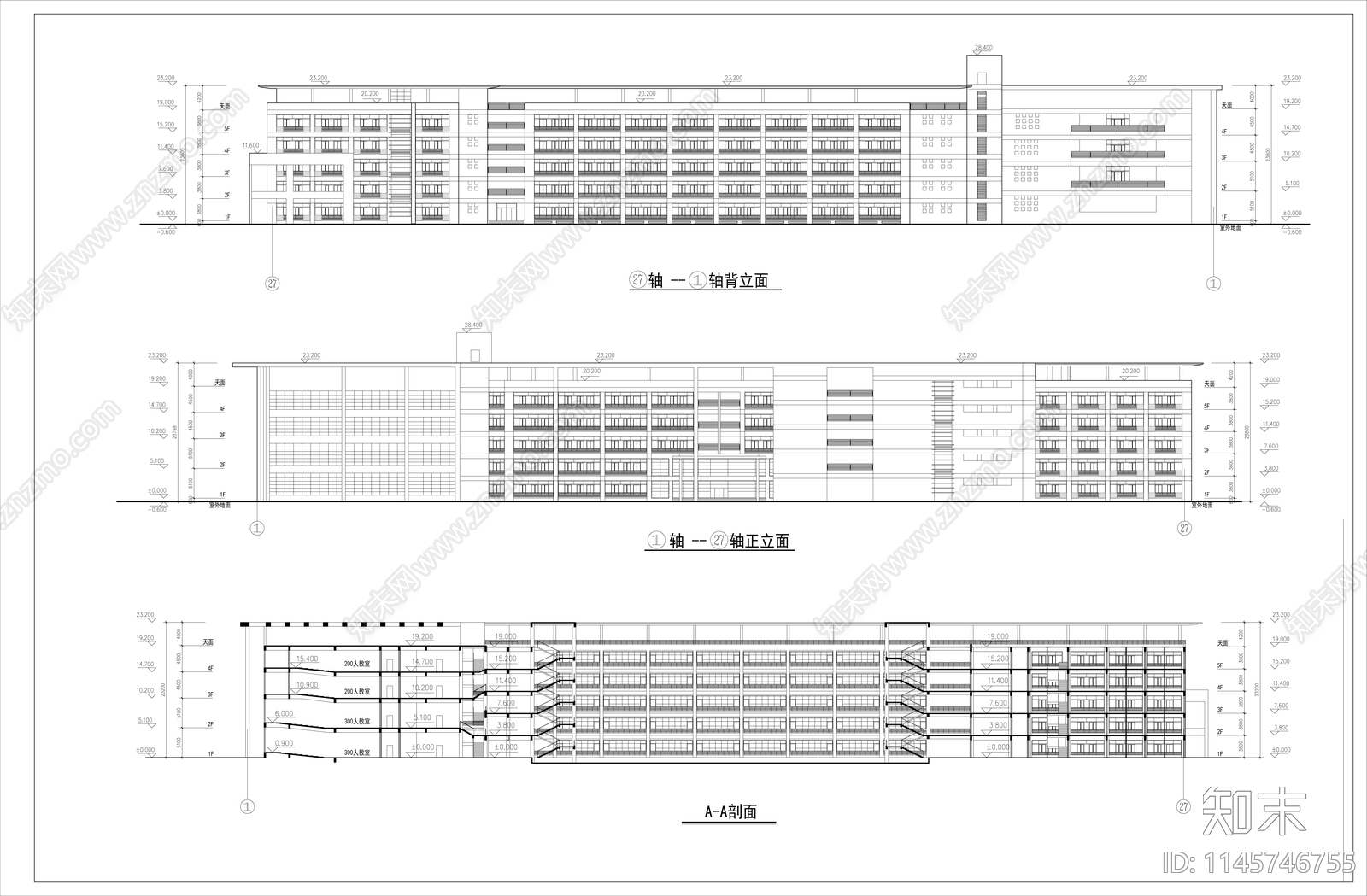 学校教学楼建筑图cad施工图下载【ID:1145746755】