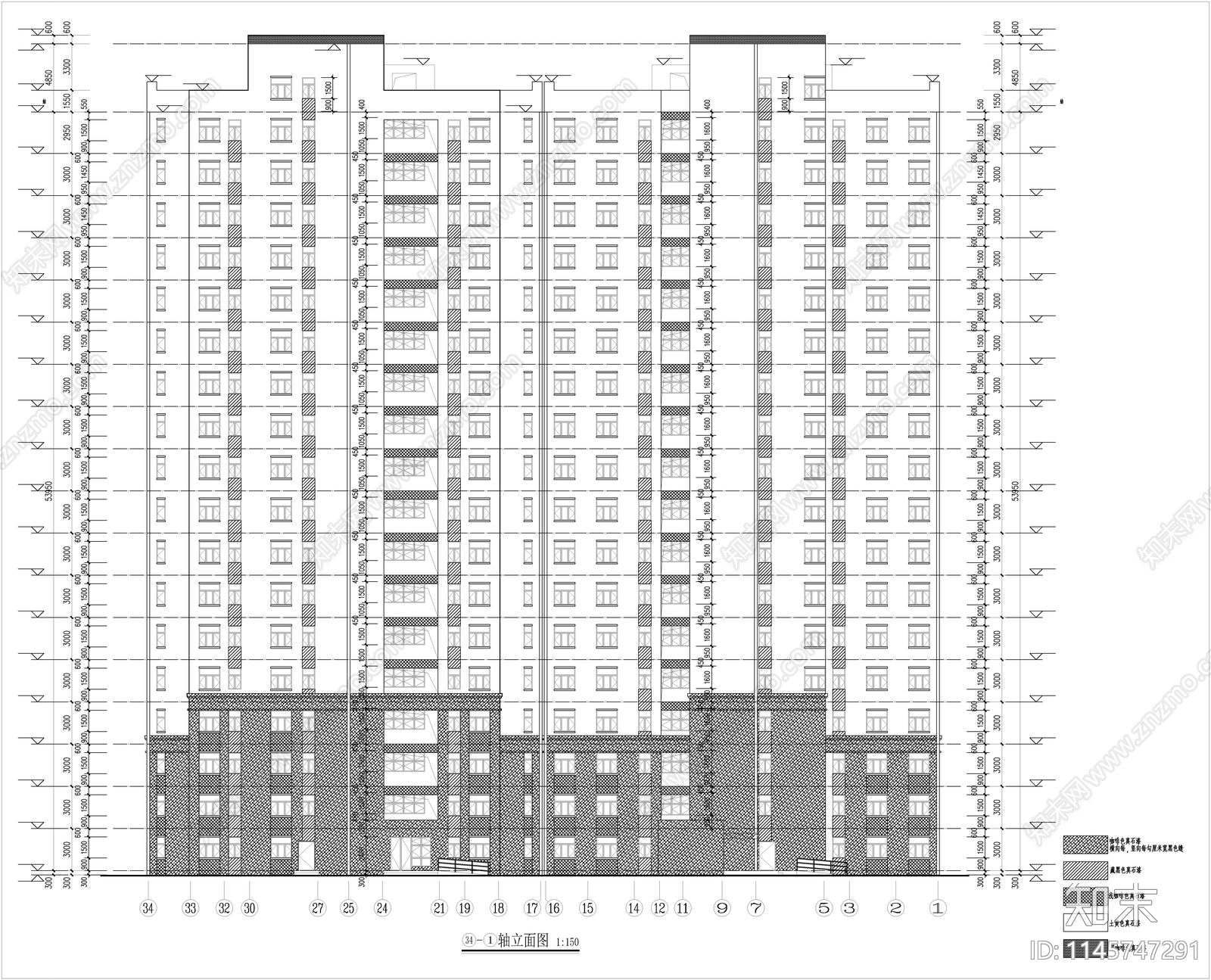 高层藏式住宅全套建筑cad施工图下载【ID:1145747291】