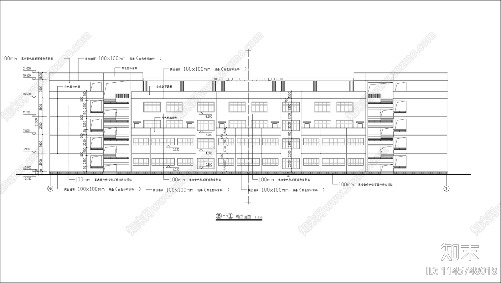 大学教学楼建筑图cad施工图下载【ID:1145748018】