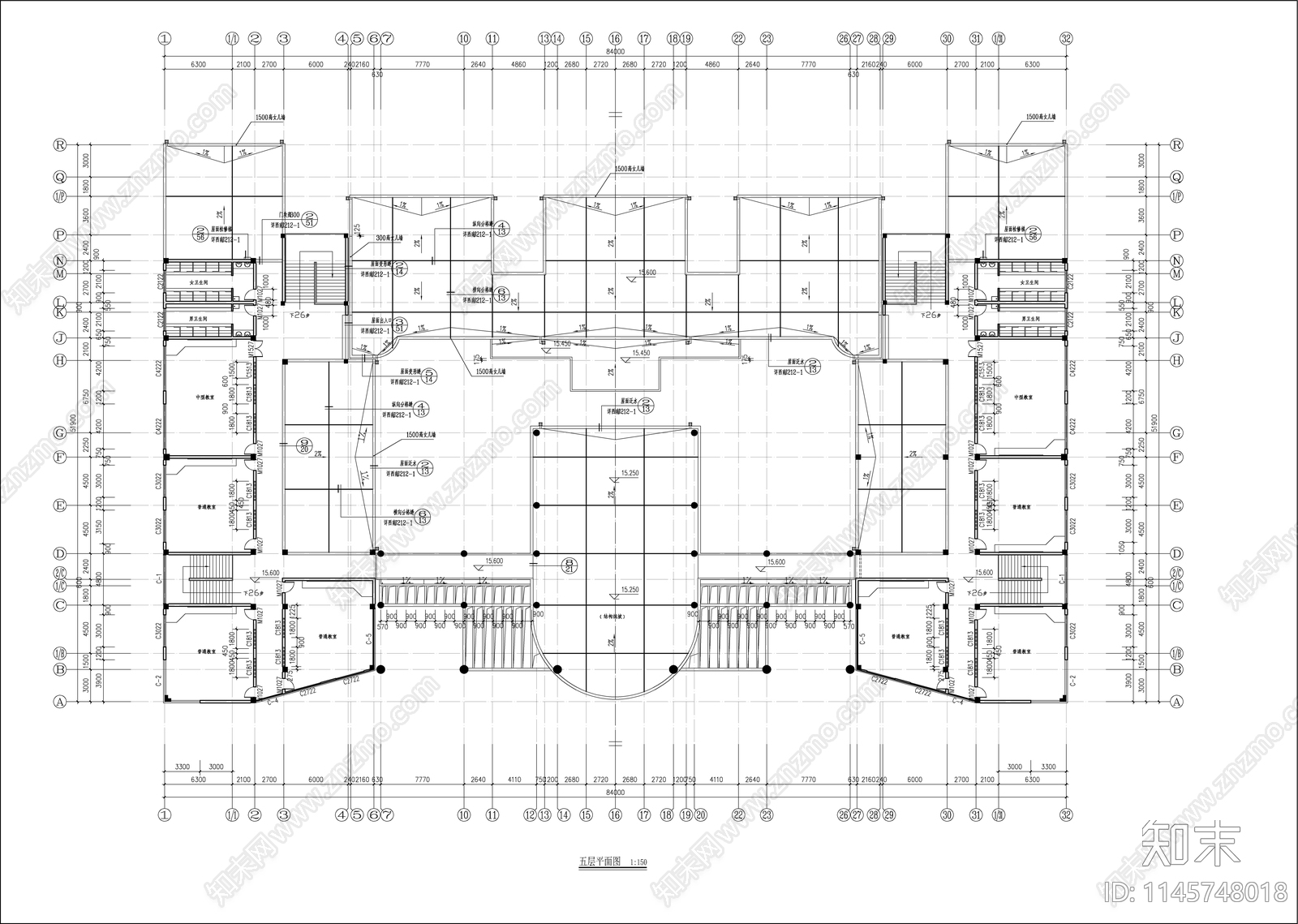 大学教学楼建筑图cad施工图下载【ID:1145748018】