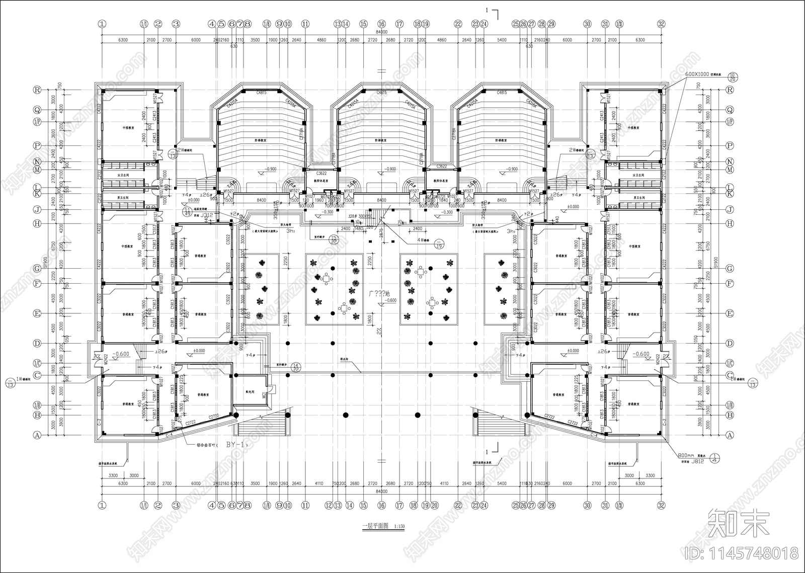 大学教学楼建筑图cad施工图下载【ID:1145748018】