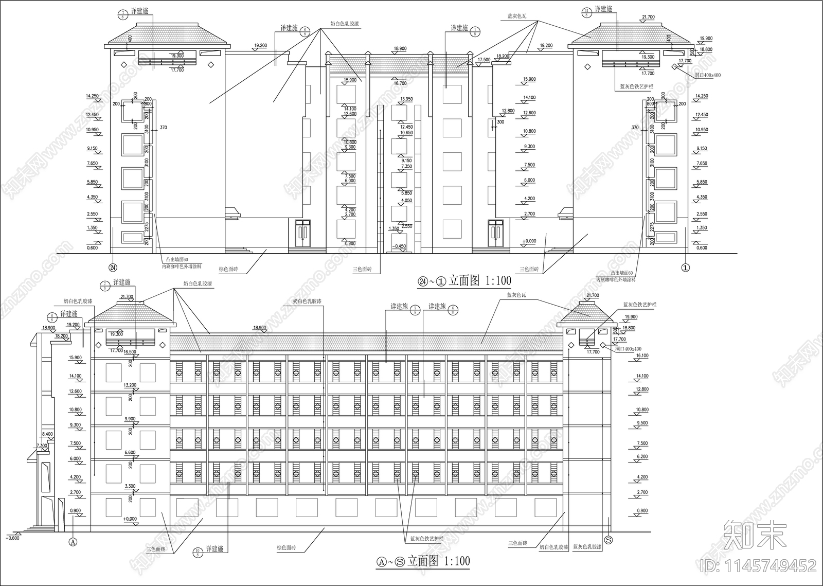 学校学生公寓楼全套建筑cad施工图下载【ID:1145749452】